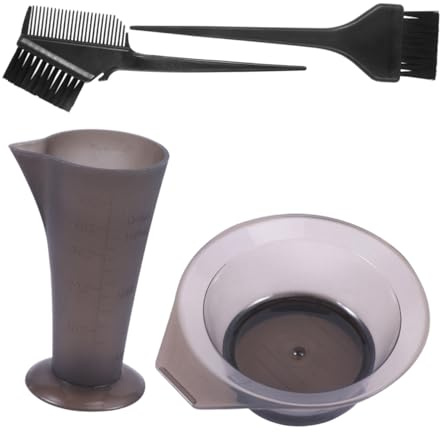 LRXIYODE Kit de Tinte Cabello 4 Piezas Cuenco para Tinte, Taza Medidora y Pincel de Plástico Duradero, Colores Surtidos para Uso Doméstico y Salón Profesional