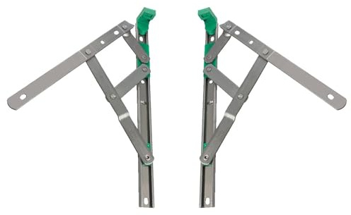 12 Inch Egress Fire Escape Window Hinges (Pair) | Side Hung UPVC Friction Stays with Green End Cap | 90° Opening, 13mm Stack | Approved Document B Compliant 12 Inch Length