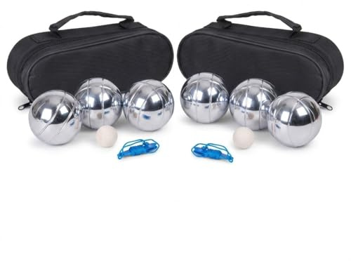 Topshop24you Boule Set Petanque, Kugel aus Metall mit Tragetasche, Zielkugel und Messschnur