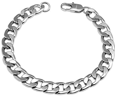 Silvadore Mens Silver Bracelet for Men - 9mm Cuban Link Bracelet (7-9in) | 925 Silver Plated Stainless Steel| Non-Tarnish & Waterproof | Thick Flat Curb | Gift-Ready + Polishing Cloth + 2in Extender
