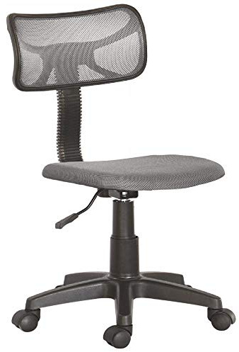 BAKAJI Drehbarer Stuhl, höhenverstellbar, Sessel mit Rädern, Büro, Kinderzimmer, ergonomische Rückenlehne, gepolsterter Sitz (Grau)