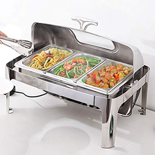 Food Warmers for Parties Buffets Electric, Stainless Steel Chafing Dish Buffet Set with Visible Lid, 13L Commercial Buffet Servers and Warmers for Keeping Food Warm