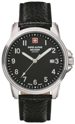 Swiss Alpine Military Herren Uhr Analog Quarz 7011.1537SAM Leder