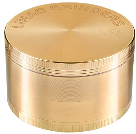 LIHAO Grinder 3 inch Spice Grinder 4 Layer Zinc Alloy Grinder - Gold