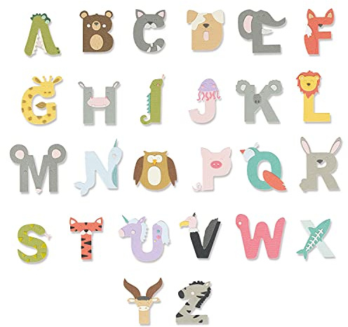 Sizzix Thinlits Stanzschablonen 26PK Tieralphabet von Lisa Jones, 665486