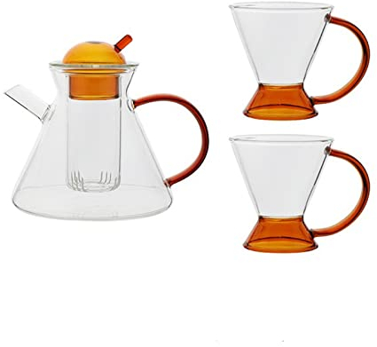caihuashopping Jus Carafe d'eau Théière de théière de théière de Verre Cuisine Pichets d' Eau Pichets à Eau résistant à la Chaleur Thé de Verre Transparent à Haute température avec Filtre Thé Cruche