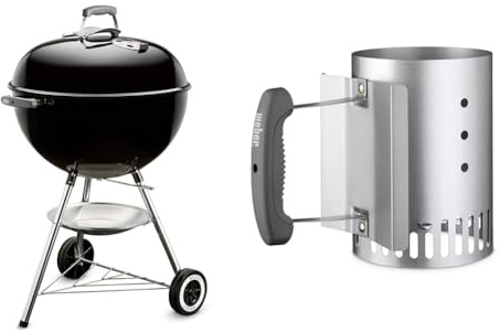 Weber 1341504 One-Touch Original Barbecue Noir 57 cm & Cheminée d’Allumage Compacte Rapidfire (20,32cm H x 14,73cm L x 26,42cm P), Métal