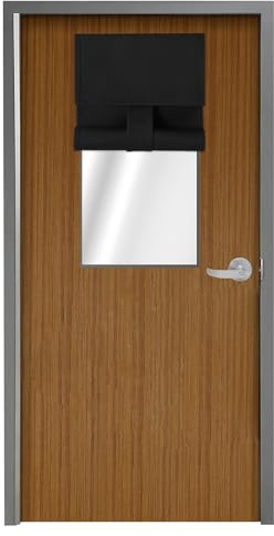 WdFour Classroom Door Curtains - Blackout Shades for Classroom Windows & Doors, No Tool Installation Room Darkening Curtains, Lockdown Window Cover(8W x 36L, 1 Panel, Black)