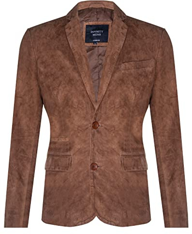 Veste Blazer en Daim pour Homme Manteau Ajusté en Cuir Véritable Italien Doux