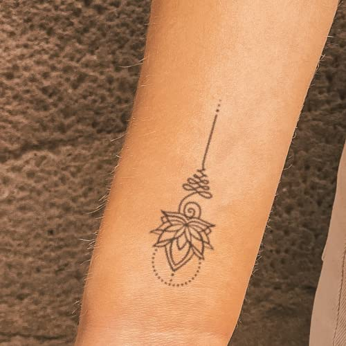Inkster Tattoo - Lotus mit Erweiterung | vegane & wasserfeste Temporäre Tattoos für Erwachsene - EU-Kosmetikzertifizierte Farbe - revolutionäres 2 Wochen Tattoo | Premium Klebetattoos & Fake Tattoo