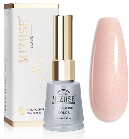 MIZHSE UV Nagellack Nude Farben, 12ml Gel Nagellack, Schimmernde Natur Jelly Gellack Nail Art Starter Kit UV LED Soak Off Manicure Gel Lacquer Varnish