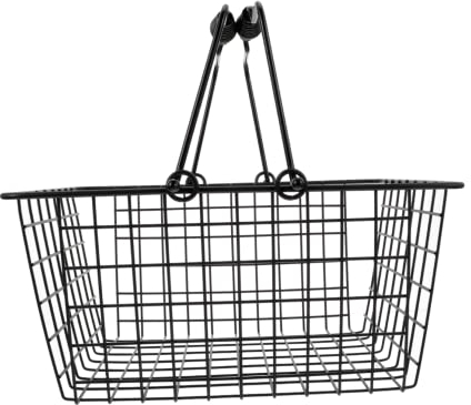 Panier Portable de Rangement la Cuisine en Fer Noir Poignée Amovible