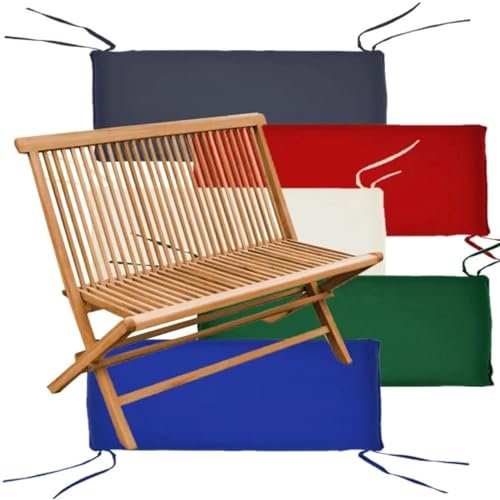 Teako Design Bankauflage 98 cm x 37 cm für Klappbank Alessandria, Sitzkissen, Sitzbank, Sitzpolster Bank. Outdoor Zubehör, Gartemmöbel. Gartenbank Polsterung, Sitzkomfort (Blau)