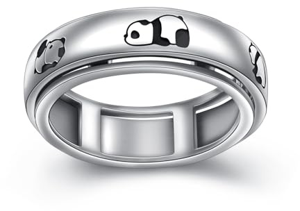 HOOHWE Spinner Ringe für Angst, S925 Sterling Silber Fidget Angst Sorge Entlastung Langeweile ADHD Autismus Band Ringe für Teen Mädchen Größe 52 54 57 59
