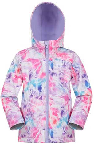 Mountain Warehouse Exodus Kids Softshell Jacket - Breathable, Water Resistant, Fleece Lined, Wind Resistant Coat, Boys & Girls - Autumn, Winter, Outdoor Bright Pink (05) Kids Size 9-10 Years