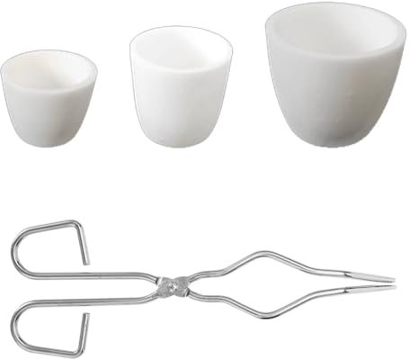 SKYPRO 4Pcs Welding Melting Casting Kit, Crucible Tong, 5ml 10ml 20ml Alumina Crucible for Metal,gold-silver and Copper Melting Kit Tool