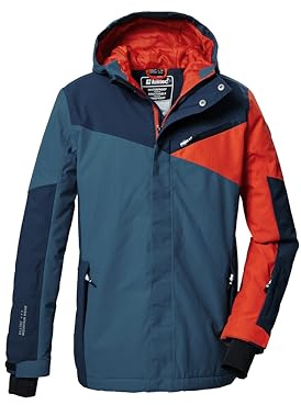 killtec Skidjacka för pojkar, funktionell jacka med huva och snöfall, KSW 387 BYS SKI JCKT, Ocean, 140, 42077-000