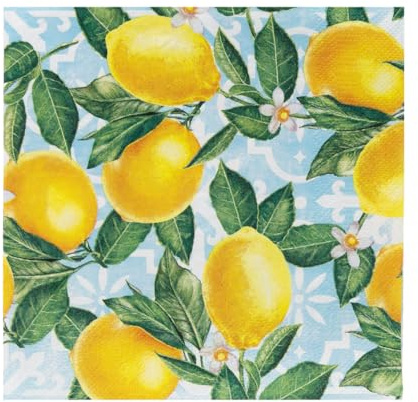 Talande Tabeller 20 x citronpappersservetter 20-pack | Tema livfulla engångsartiklar för minnesvärda sammankomster, sommarfester, möhippor, bruncher, ljus, gul
