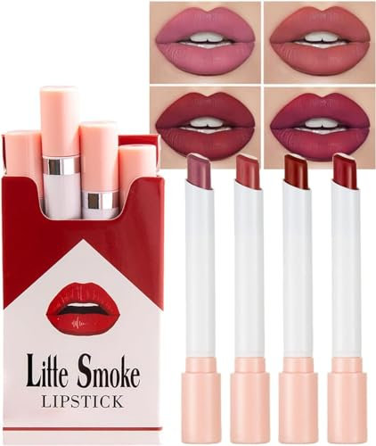 Matte Lipstick Sets,4PCS Non Stick Cup Velvet Lipstick Set,Waterproof Lipstick Lip Gloss,Long Lasting Non-Fading Full-Coverage Lip Color (Set B)