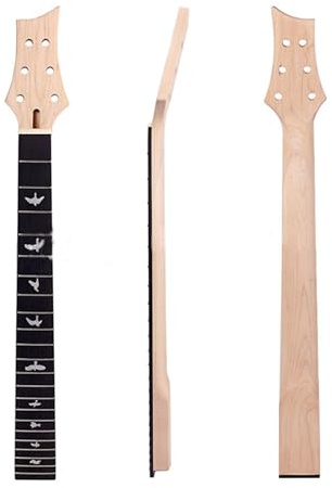 LVYUDS 22 Fret 25 Pulgadas Mástil de Guitarra, en Forma de Guitarra Cabeza Palo de Rosa Diapasón Incrustaciones Pajarito Mástil de Guitarra Eléctrica Reemplazo