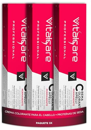 Vitalcare | Professional - Colorazione Permanente Professionale, Crema Colorante Capelli, Tintura Capelli con Proteine della Seta, n° 7/00, Biondo, Multipack 3 pz x 100ml