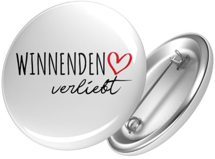 Huuraa Button Winnenden verliebt Ansteckbutton Größe 25mm mit Namen deiner Lieblingsstadt in Baden-Württemberg Geschenk Idee für Freunde und Familie