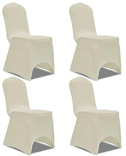 LAPOOH Funda para Silla elástica 4 Unidades Crema, Funda Sillas Comedor, Cubre Sillas, Cubierta De La Silla, Funda Protectora Sillas