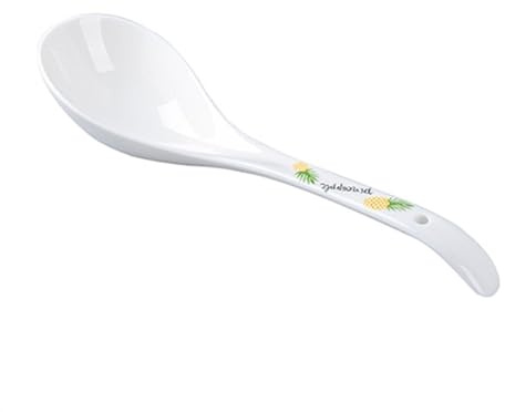 CALQYSH Dinner Spoons 4 Pack Pineapple Spoon Creative Household Small Soup Spoon Rice Spoon Spoon for Porridge Soup Noodle Ceramic Tableware, White Tablespoons(Large)