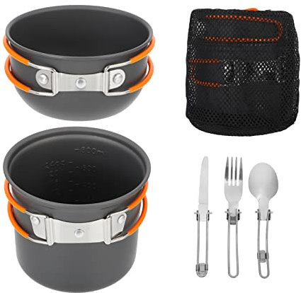 TOGEVAL Kit De Cuisson Extérieur avec Marmite Et Accessoires De Camping Outil De Cuisine Léger Et Portable pour Randonnée Et Voyage