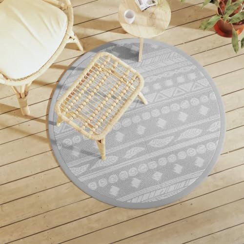 Haus und Garten, Rasen und Garten, Outdoor-Wohndecken, Outdoor-Teppich, grau, 120 cm, Polypropylen
