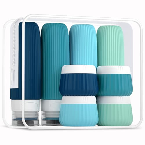 Gemice Bouteilles de voyage pour articles de toilette 8 pack, Tsa Approved Travel Size Toiletries 90ml, Travel Containers for Toiletries, with Clear Bag