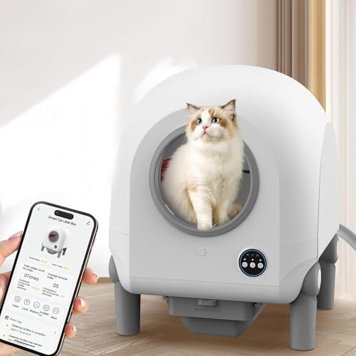 Pucaru Lettiera per Gatti XXL Autopulente Automatica, con Tubo, Lettiera Automatica, Controllo Intelligente Tramite App, Robot per Lettiera