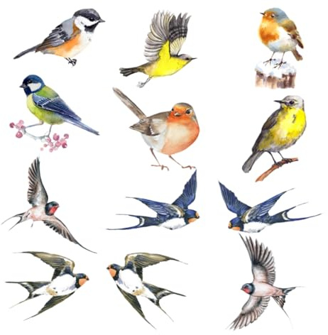 RORPOIR Anti Kollisions Fensterfolie Pvc 3d-statischer Vogelwarnaufkleber 12 Stück Abnehmbar Fensterschutz Für Vogelschlag Und Dekorative Glasdekoration