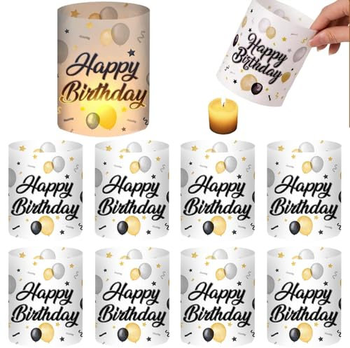 YGCHEN Portacandele Compleanno Lanterna Decorazione da Tavolo Happy Birthday Antivento da Tavolo Buon Compleanno Decorazioni da Tavola, per Lumini o Candele