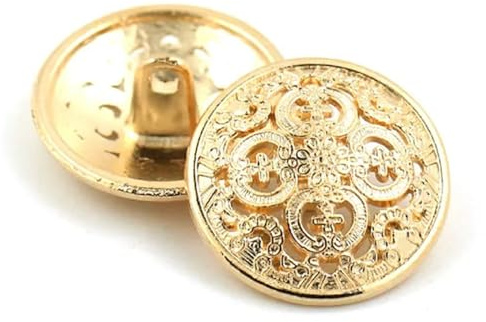 Knappar,knappar 5st ihålig metallknapp Svart Silver Guld Knappar Rund dekorativ knapp for kläder Sytillbehör Gör-det-själv-hantverk 14-27 mm sömnadsknappar (bruna, 19 mm)(Gold1,22mm)