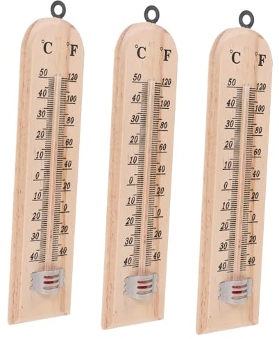 GAROZATION Termometro in Legno Da Giardino e Interni, Indicatore Di Temperatura Preciso, Set Da 3 Pezzi Design Sospeso Per Casa, Sauna e Ambienti Esterni
