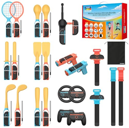 Runsnail for Nintendo Switch 2 Sport Zubehör, 24 in 1 Switch 2 Joycon Bundle Kompatibel mit Sportspielen, für Authentisches Sporterlebnis, Familientreffen, Sozialer Eisbrecher, mit Aufbewahrungstasche