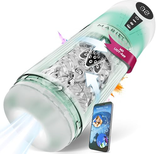Sexspielzeug für die Männer – Elektrischer Masturbator mit Vibration, Saug- & Teleskopfunktion, 100 % wasserdicht, Taschenmuschi wiederaufladbar mit APP-Steuerung