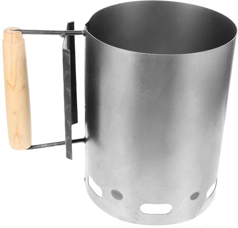 BESTonZON Charcoal Starter Can Bbq Tool Outdoor Cooking Charcoal Bucket for Barbecue Quickly Light Iron and Wood Portable Grill Igniting Bucket for Camping and Outdoor Use