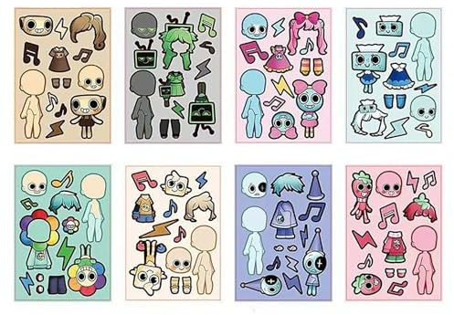 8Pcs Cartoon Stickers Game Stickers for Laptop Phone Case Skateboard Suitcase Waterproof Decals (Yellow,8Pcs)