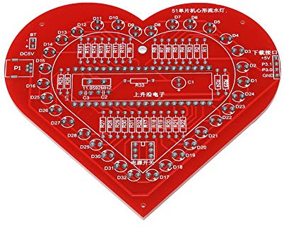 FAUOSWUK Lumière en Forme de Coeur Bricolage, Carte de Circuit imprimé à LED coloré avec Ensemble de Puces Professionnelles, Incisions Précises pour une Installation Facile, Alimentation