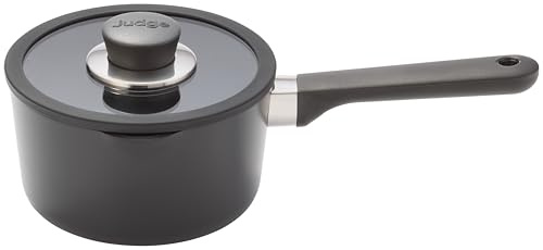 Judge Vista Ceramic 16cm Draining Saucepan – 1.5L, Aluminium Base with Non-Stick Ceramic Coating, Stay Cool Handles, Induction Suitable, Dishwasher Safe