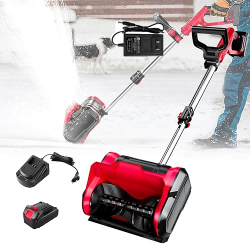 MANYOUYOU Souffleuse à Neige sans Fil, 2200 TR/Min - avec Batterie Au Lithium De 1/2, 3.6kg Légère, Largeur Déblaiement 32cm, Hauteur Déneigement 16cm, pour Le Déneigement des Routes Et des Ménages A