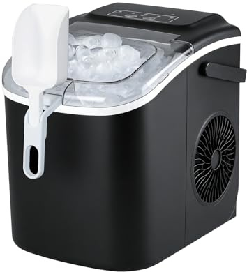 Spector Countertop Ice Maker Machine | 6-Min Fast Ice Making, 12kg/24H, 9 Bullet Ice Cubes, 2 Sizes, Self-Cleaning, Portable with Handle, Ice Scoop & Basket for Home Kitchen Office Bar Party Camping