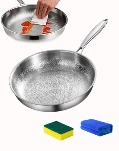Genérico Mireve Sarten Titanio, Sarten Titanio Puro Antiadherente Mireve, Hammered Titanium Nonstick Frying Pan, Durable Scratch Resistant Frying Pan Apto Para Cocinas De Inducción (26cm)
