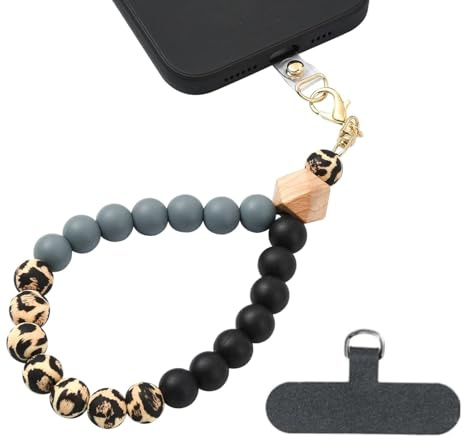 Dragonne de Téléphone Portable en Silicore Perlé avec Élastique Main Libres pour Femme,Chaine de Téléphone Portable, Porte-clés Pendentif Multifonction à Attache Rapide, Cordon de Sécurité Téléphone
