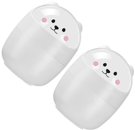 POPETPOP Mini Cestino per Rifiuti da Tavolo con Coperchio, Organizer per Spazi di Lavoro Compatto in Plastica, Set da 2 Pezzi per Cucina, Bagno, Ufficio e Soggiorno