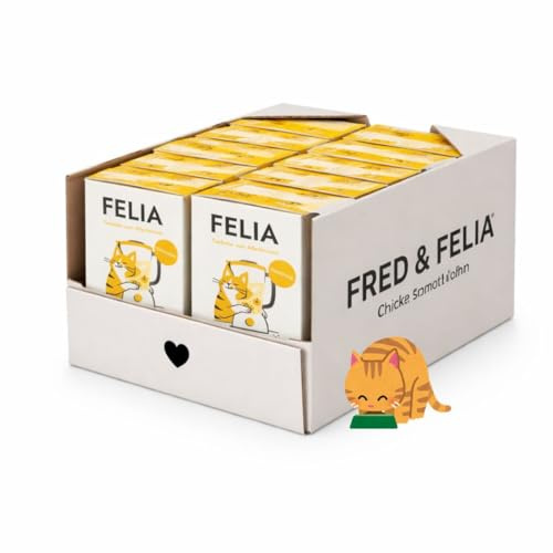 ANIMALUJOS- FELIA Batido de Pollo y Bebida de Ternera para Gatos 10 x 190 g o Mix Alimento Complementario Líquido y Topping Sin Azúcar Fred&FELIA (Pack 10 Unidades, Batido de Pollo)