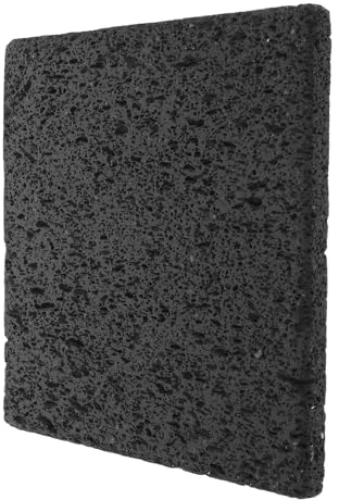 TOPBATHY Piedra Volcánica para Asar de 20x20x1.5 Cm, Placa para Parrilla Teppanyaki Coreana Gris, Piedra Natural para Cocinar Carne, Verduras y Mariscos, Adecuado para Barbacoa de Gas y
