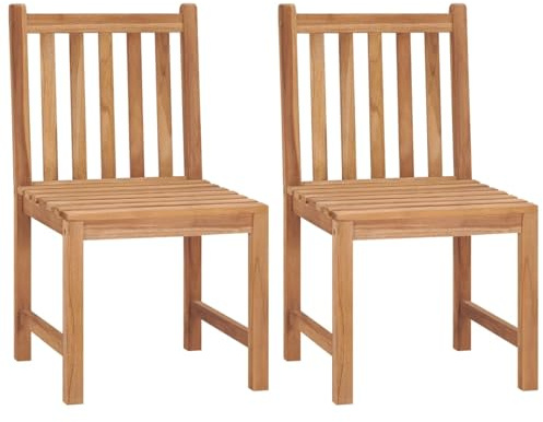 Fecpoo Trädgårdsstolar, set om 2 av finslipad teak med vattenbaserad lack, 50 x 53 x 90 cm, kan användas inomhus och utomhus